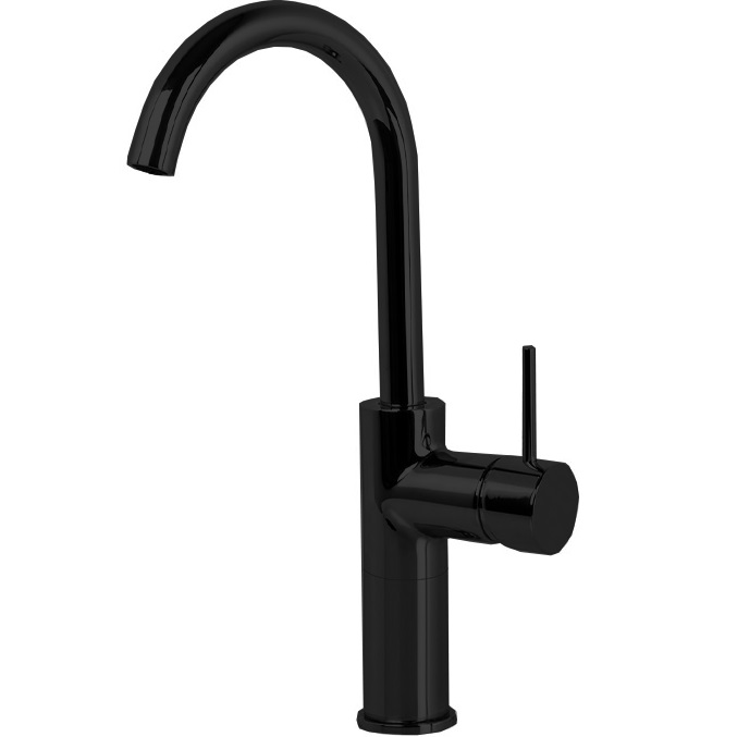 Смеситель для раковины Fima Carlo Frattini Spillo Up F3041HNS.1 (черный матовый), с донным клапаном