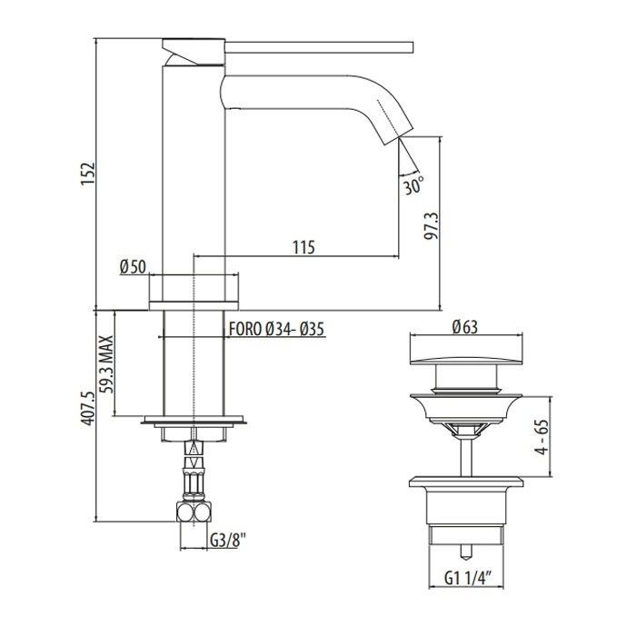 Смеситель для раковины Gattoni Circle Two 9142/91C0 cr