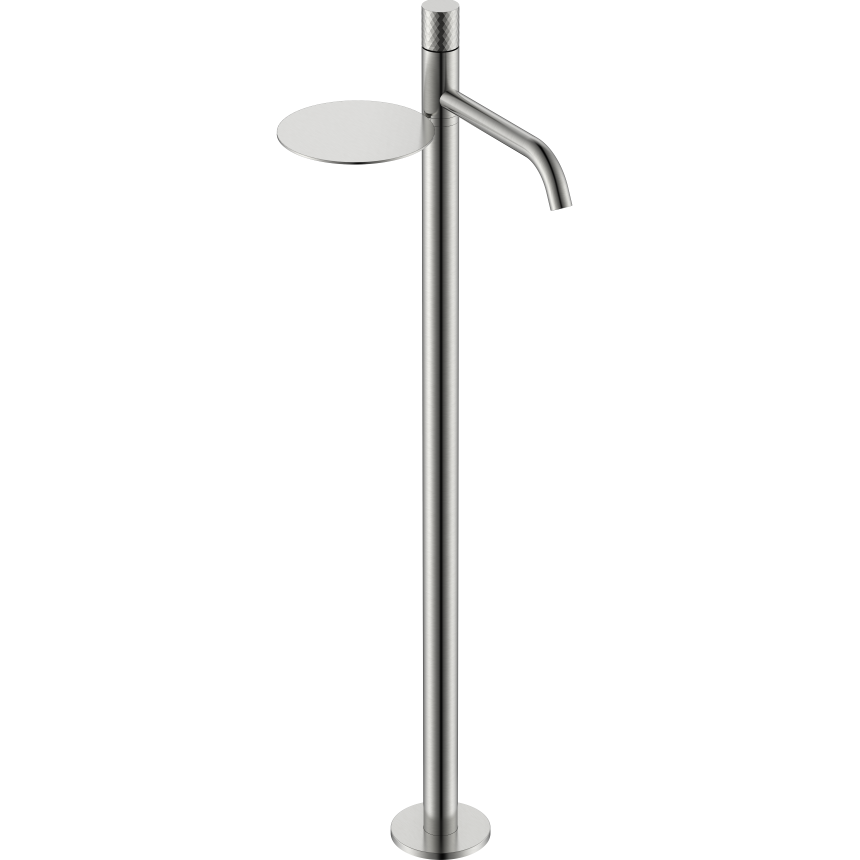 Смеситель для раковины напольный Boheme Stick Diamond 120-NB (никель брашированный), с полкой