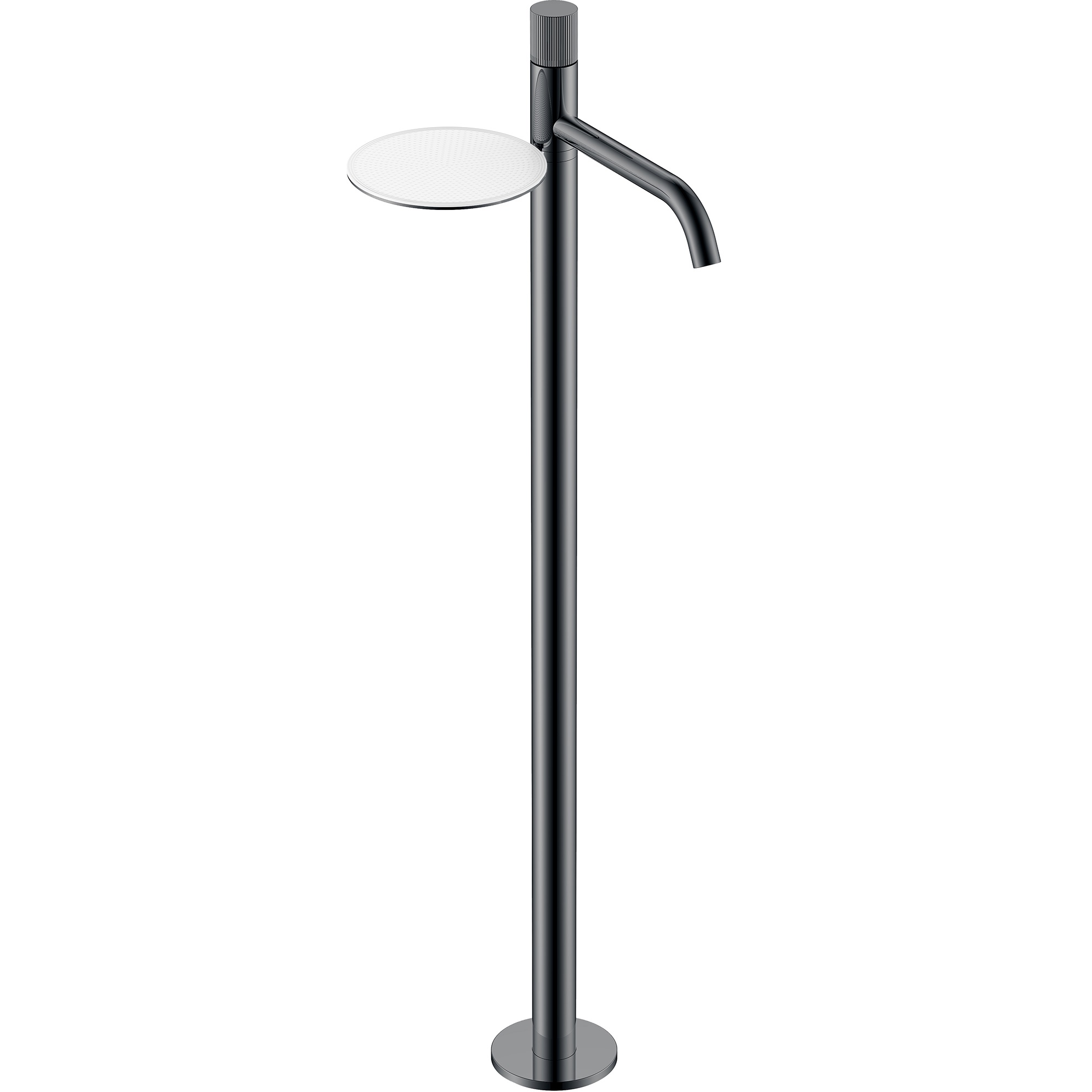 Смеситель для раковины напольный Boheme Stick Linea 120-SGM.3 (оружейный металл глянцевый), с полкой