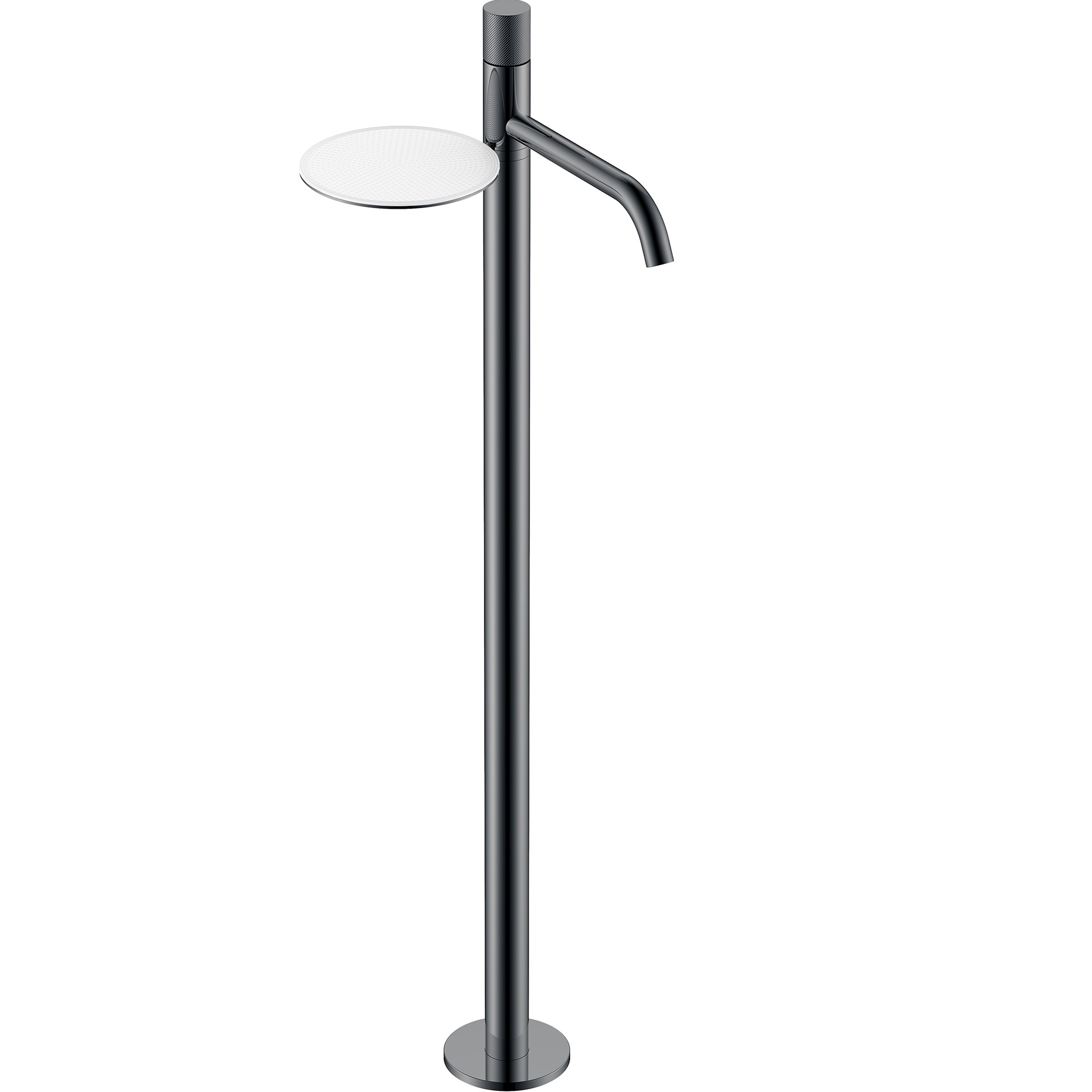 Смеситель для раковины напольный Boheme Stick Spirale 120-SGM.4 (оружейный металл глянцевый), с полкой