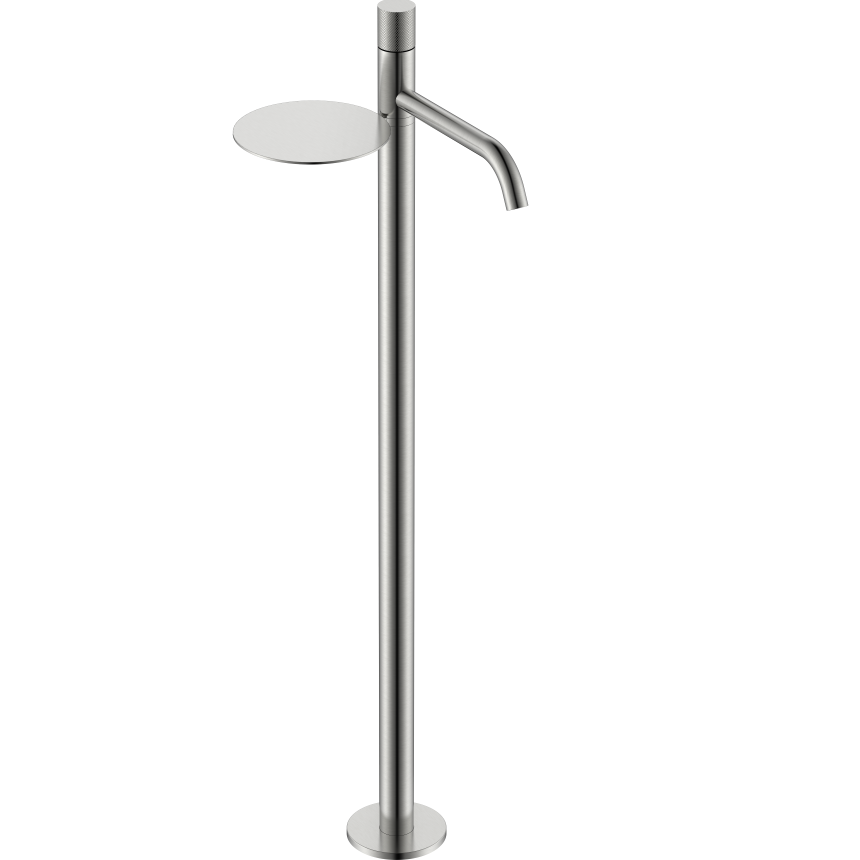 Смеситель для раковины напольный Boheme Stick Touch 120-NB.2 (никель брашированный), с полкой