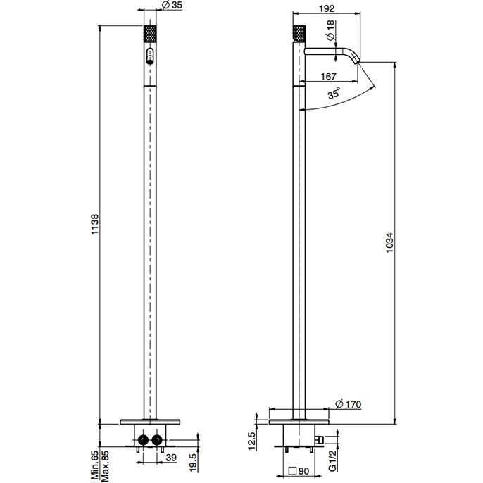 Смеситель для раковины напольный Fima Carlo Frattini Spillo Tech F3031T/PNXCR (хром)