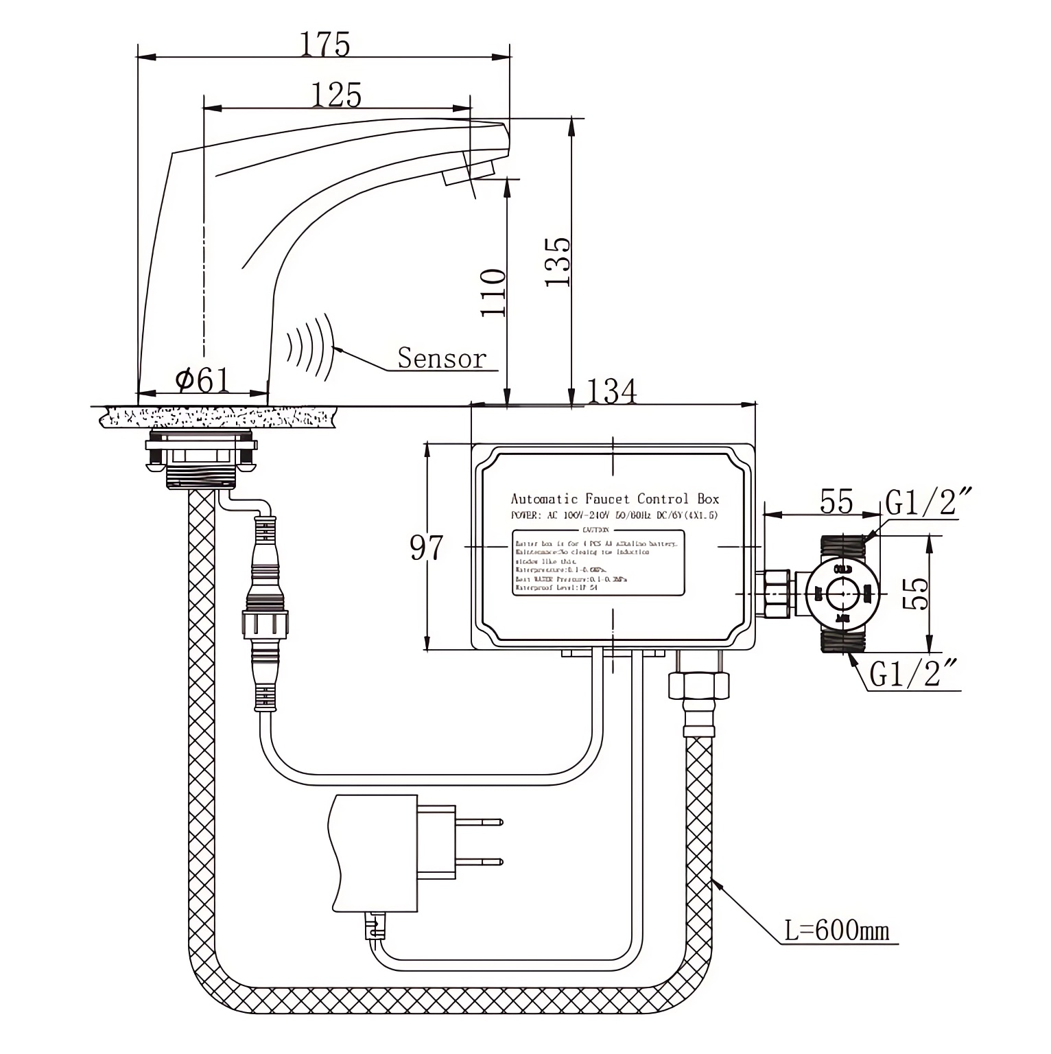 Смеситель для раковины Raiber Sensor RSF88121 (хром)