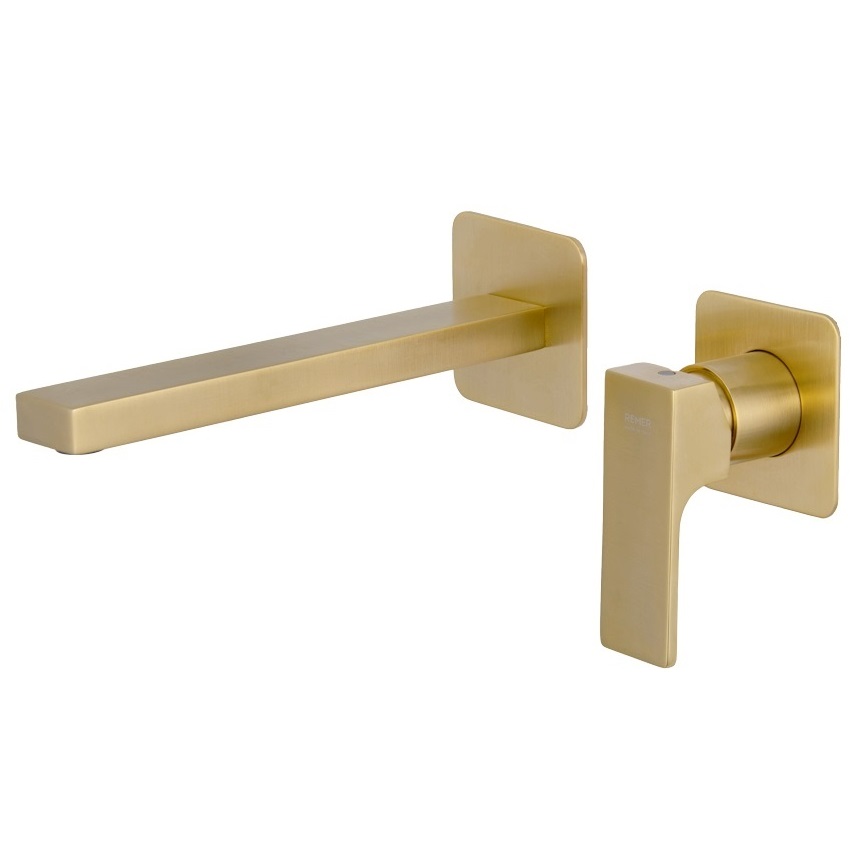 Смеситель для раковины Remer Absolute Brushed Gold AU15PLBG (золото брашированное), скрытая часть в комплекте