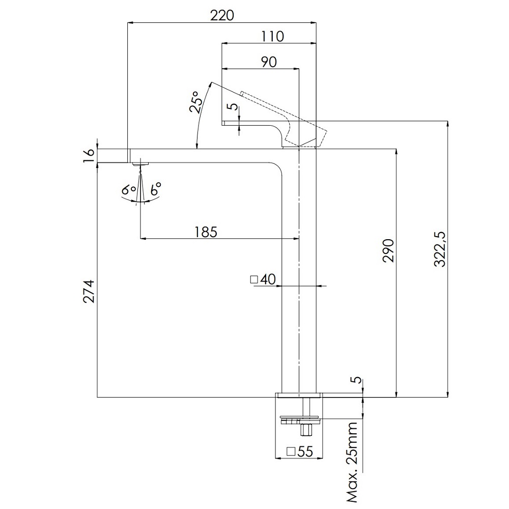 Смеситель для раковины Remer Absolute Matt Brushed Nickel AU11LNPO (никель брашированный мат.)