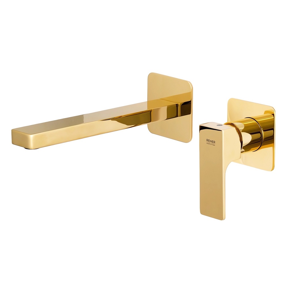 Смеситель для раковины Remer Absolute Shiny Gold AU15PLDO (золото глянцевое), скрытая часть в комплекте