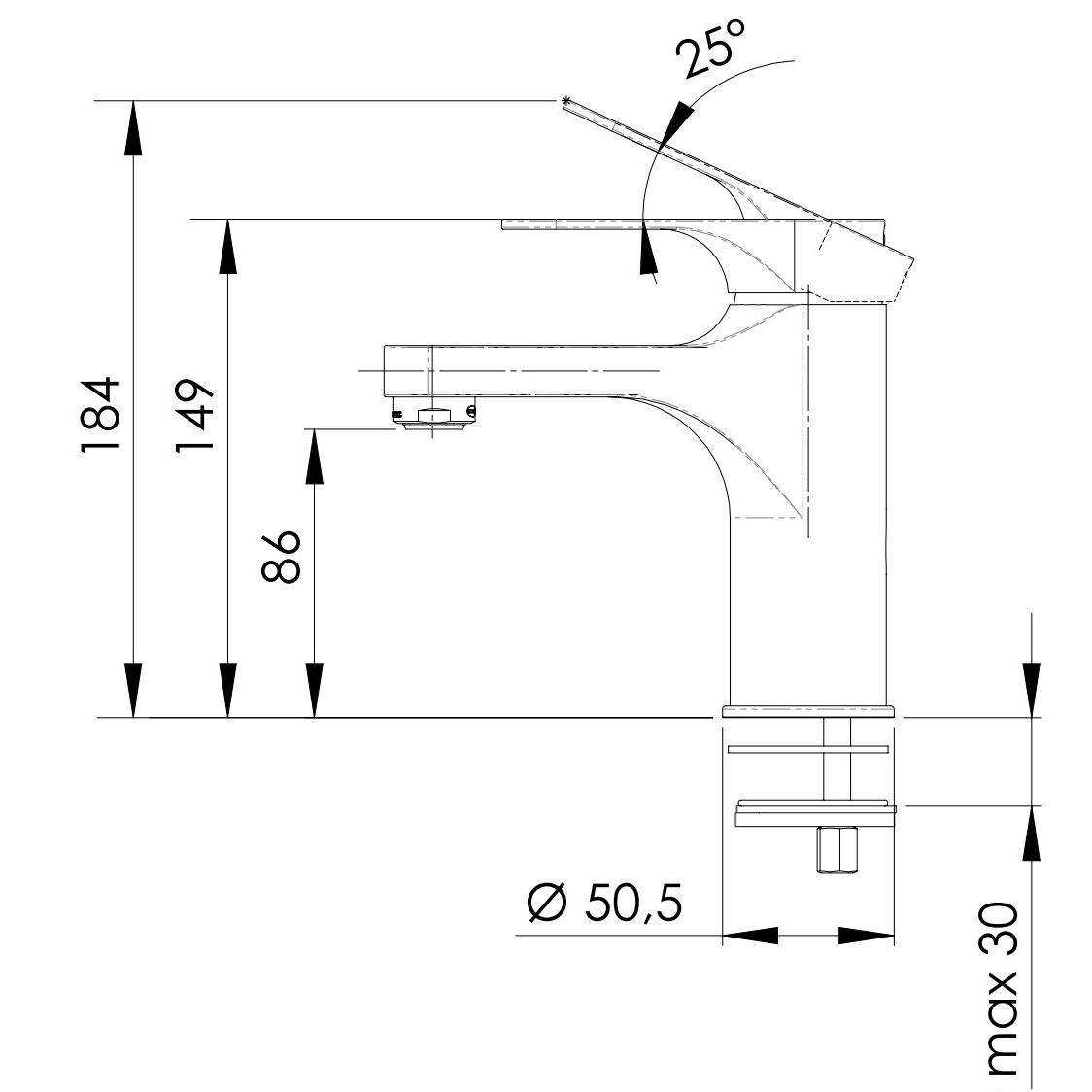 Смеситель для раковины Remer Class Line L11 (хром), без донного клапана