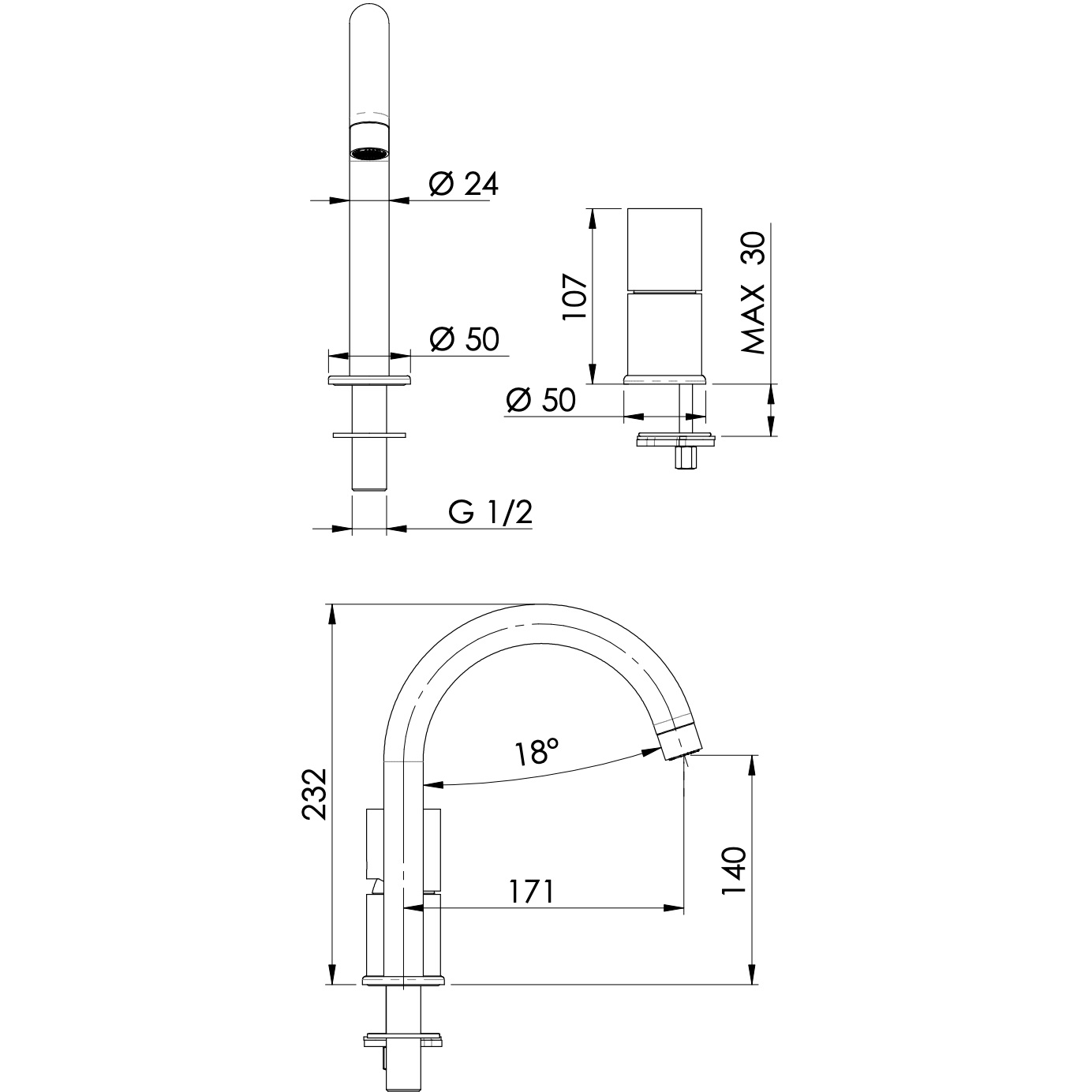 Смеситель для раковины Remer Edge EG557NO (черный матовый), без донного клапана