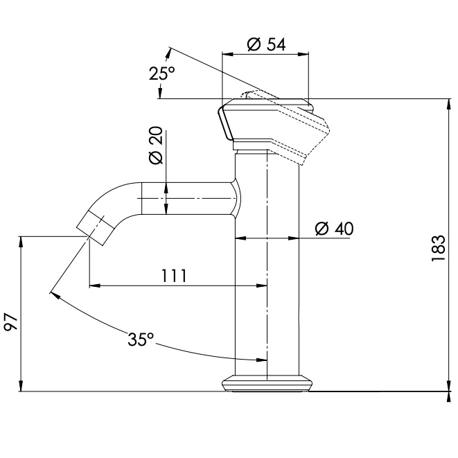 Смеситель для раковины Remer Element ET12NO (черный матовый), без донного клапана