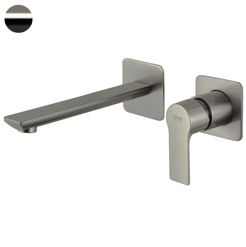 Смеситель для раковины Remer Energy Brushed Nickel EY15PLNP (никель брашированный глянц.), 23 см, скрытая часть в комплекте