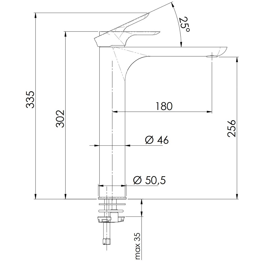 Смеситель для раковины Remer Infinity I10L (хром), с донным клапаном