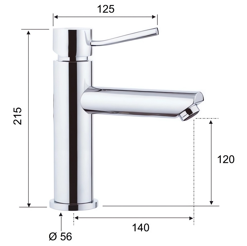 Смеситель для раковины Remer Minimal N11A (хром), 21.5 см, без донного клапана