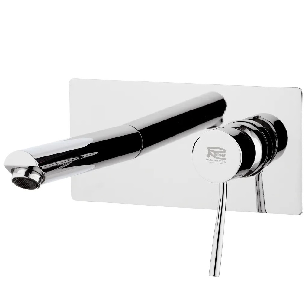 Смеситель для раковины Remer Minimal N15 (хром), 18 см, скрытая часть в комплекте, встраиваемый, горизонтальная установка