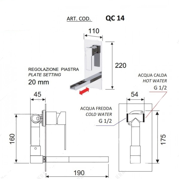 Смеситель для раковины Remer Qubika Cascata QC14 (хром)