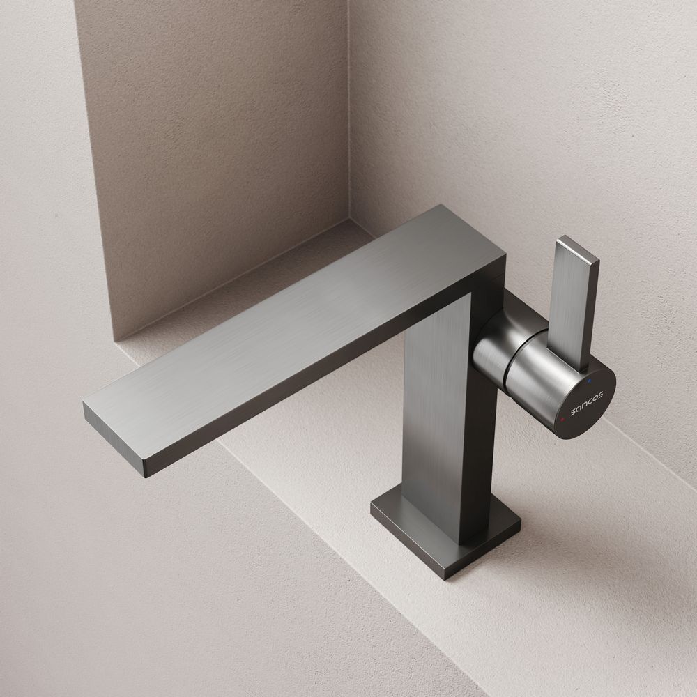 Смеситель для раковины Sancos Линн (Linn) SC9019GG (вороненая сталь), без донного клапана