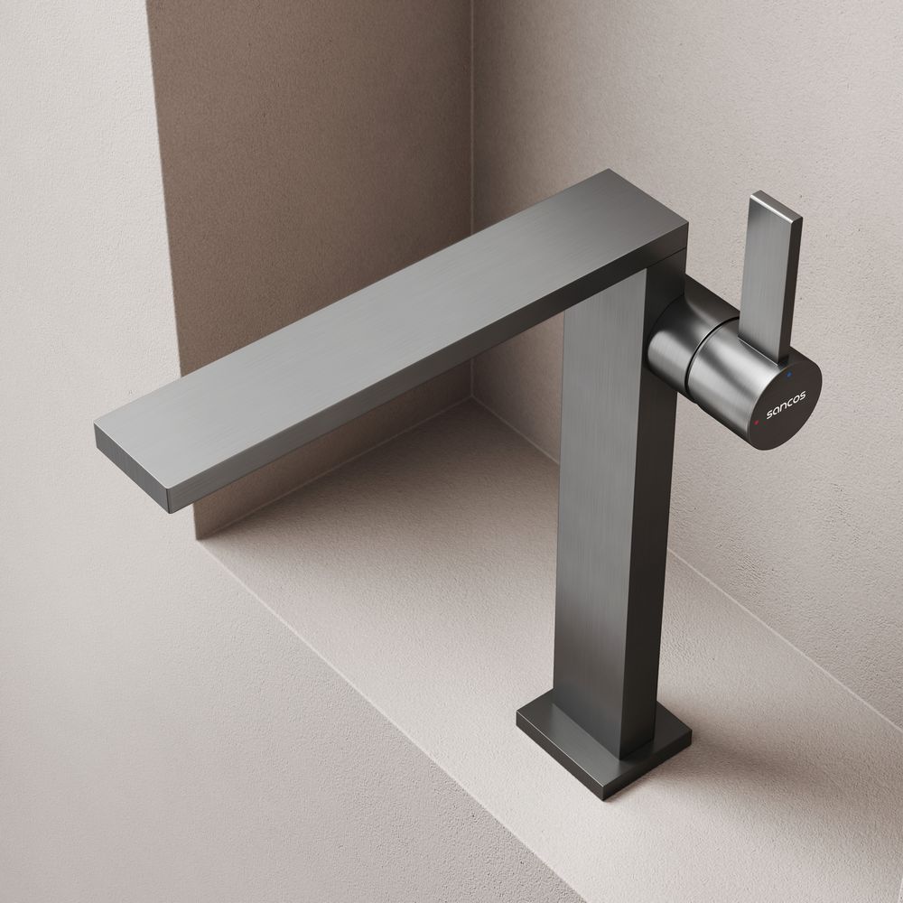 Смеситель для раковины Sancos Линн (Linn) SC9020GG (вороненая сталь), без донного клапана