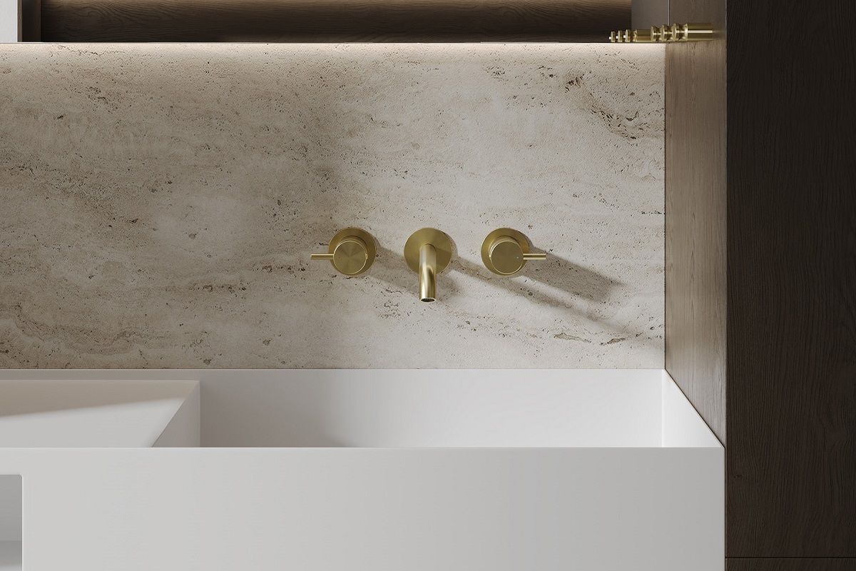 Смеситель для раковины скрытого монтажа Abber Wasser Kreis 316 AF81123BG-L (золото брашированное)