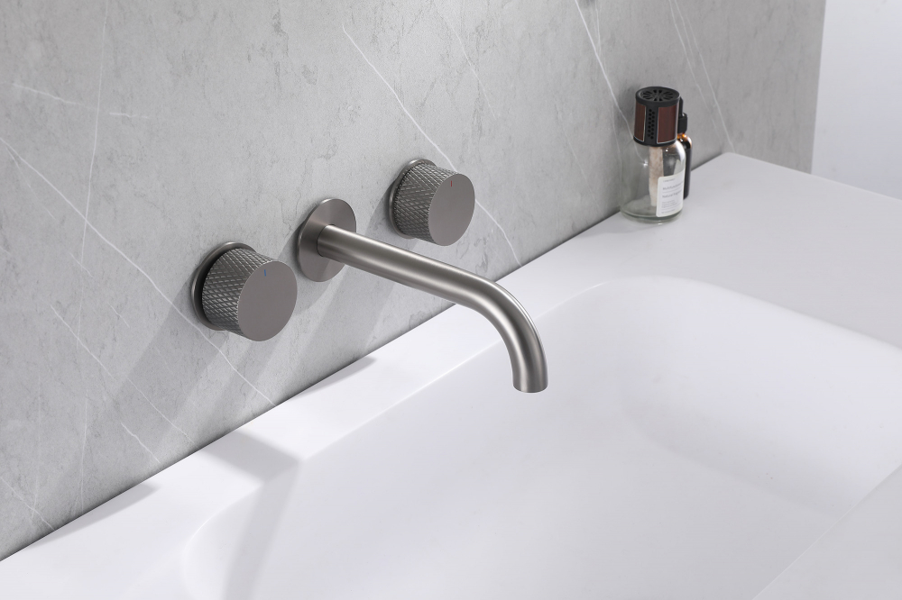 Смеситель для раковины скрытого монтажа Abber Wasser Kreis AF81122NG (оружейная сталь), без донного клапана