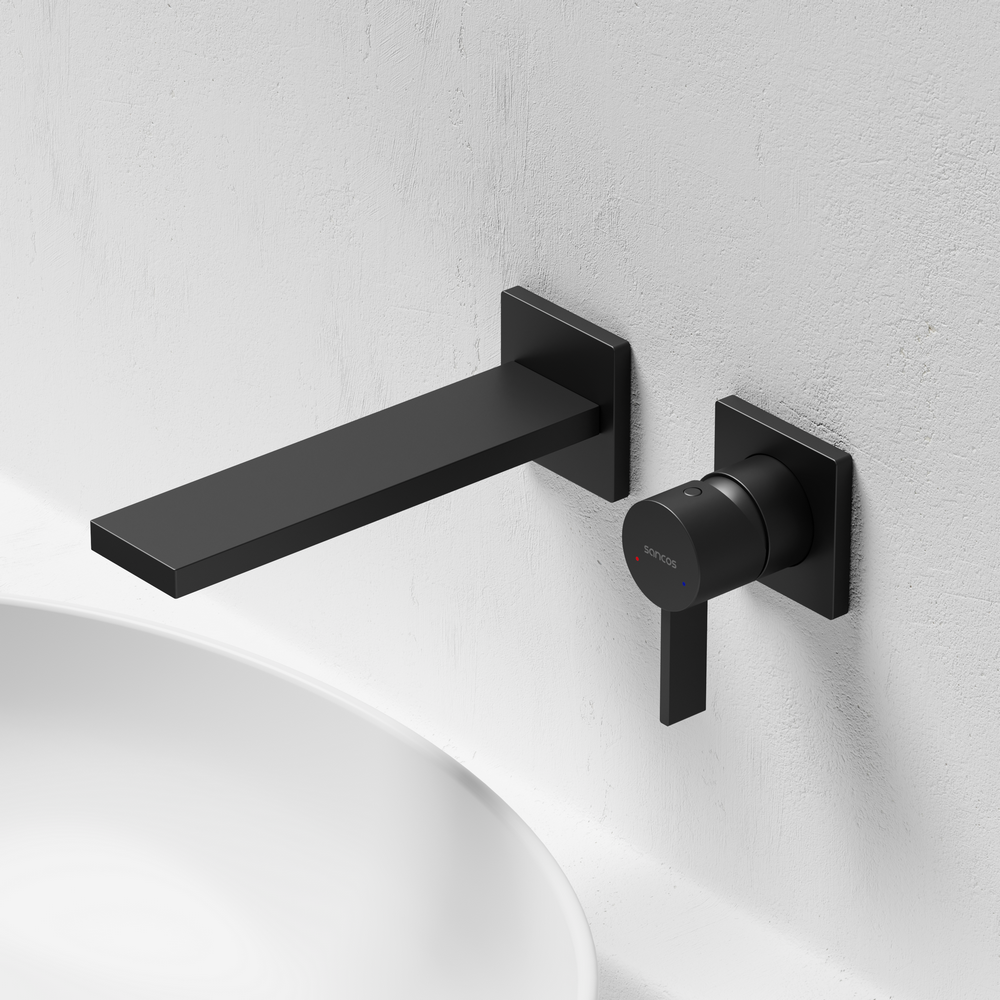 Смеситель для раковины скрытого монтажа Sancos Линн (Linn) SC9021MB (черный матовый), с внутренней частью