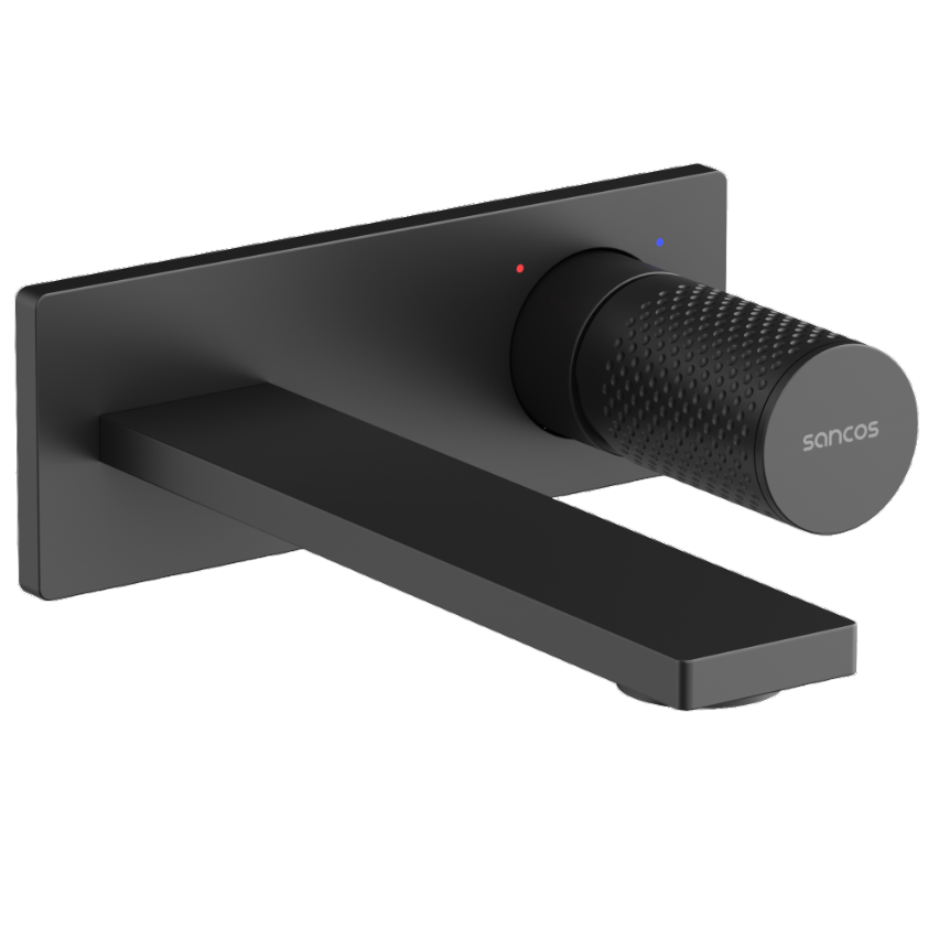 Смеситель для раковины скрытого монтажа Sancos Звено (Nexus) SC9013MB (черный матовый), с внутренней частью