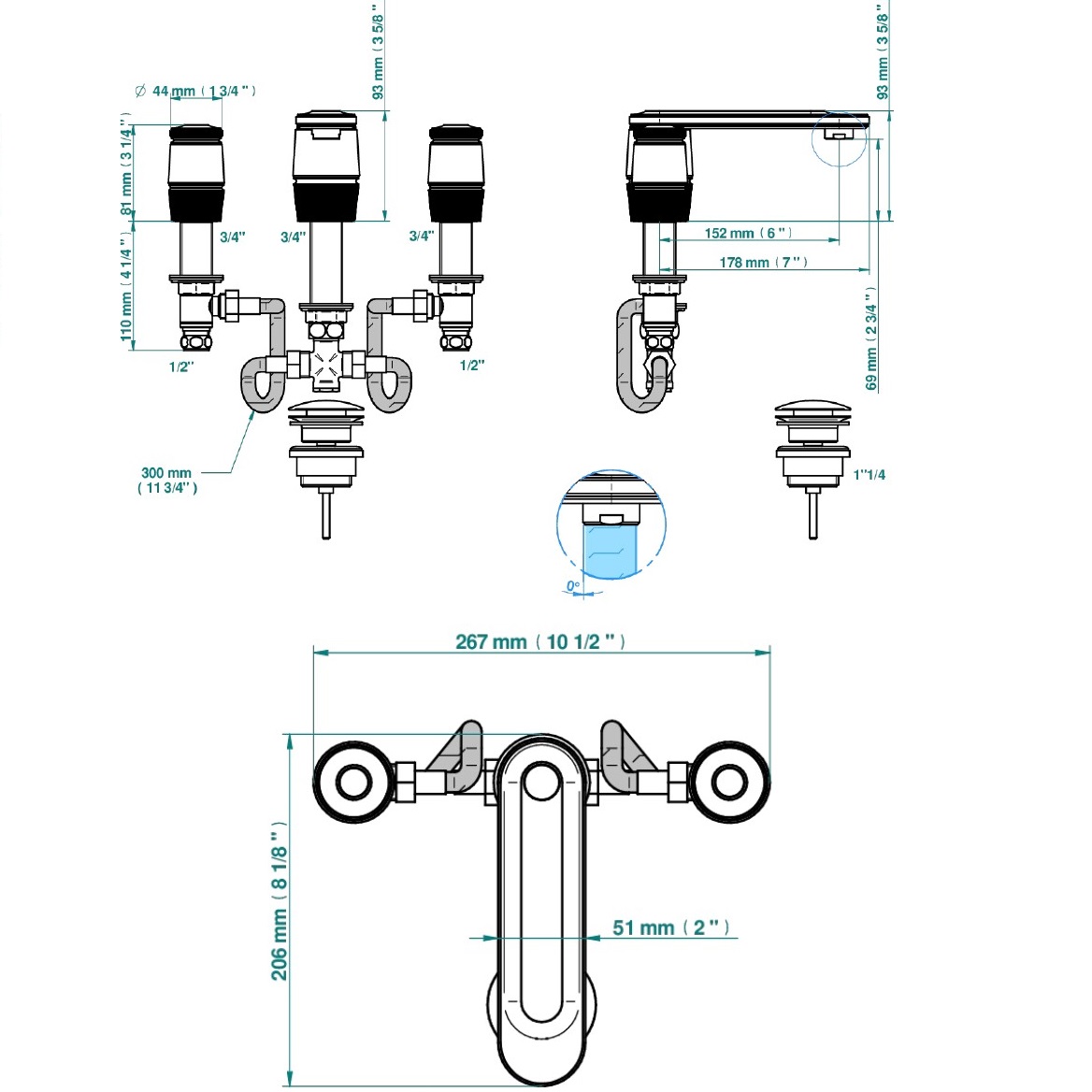 Смеситель для раковины THG Corvair Fior di Bosco U8K-F01-151 (золотой), с донным клапаном