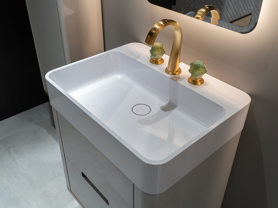 Смеситель для раковины THG Dragon Jade U5H-F01-151 (золотой, зеленый хрусталь), с донным клапаном