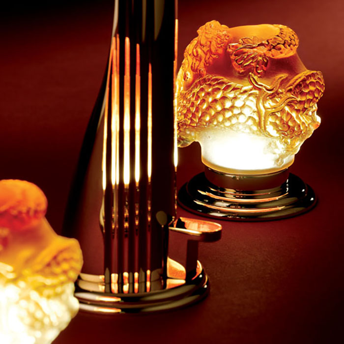 Смеситель для раковины THG Dragon Sun U5D-F01-151LED (золотой, оранжевый хрусталь), с донным клапаном, LED