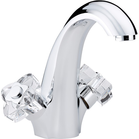 Смеситель для раковины THG Petale de cristal clair U6A-A02-2155 (хром, прозрачный хрусталь), с донным клапаном
