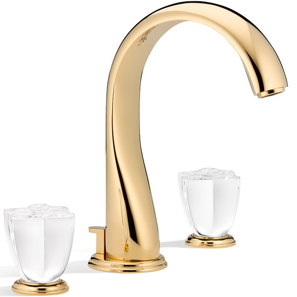 Смеситель для раковины THG Petale de cristal clair U6A-F01-151 (золотой, прозрачный хрусталь), с донным клапаном