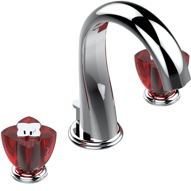 Смеситель для раковины THG Petale de Cristal rouge U6C-A02-151 (хром, красный хрусталь), с донным клапаном