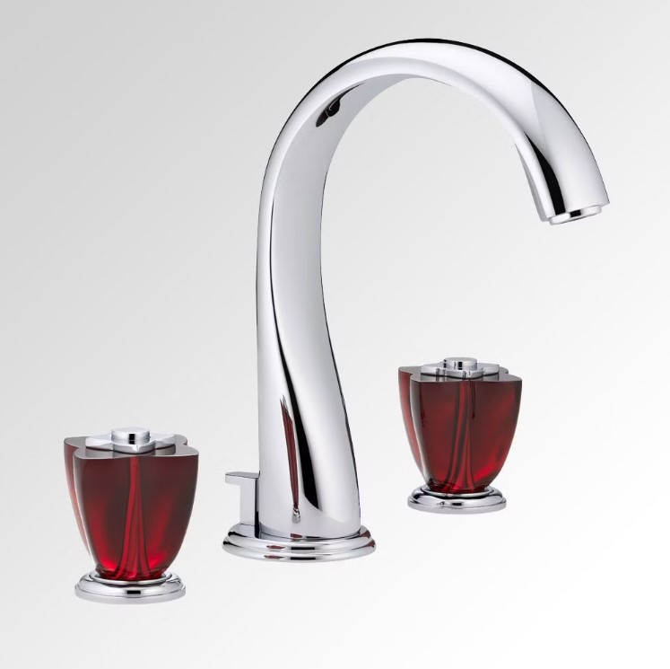 Смеситель для раковины THG Petale de Cristal rouge U6C-A02-151 (хром, красный хрусталь), с донным клапаном