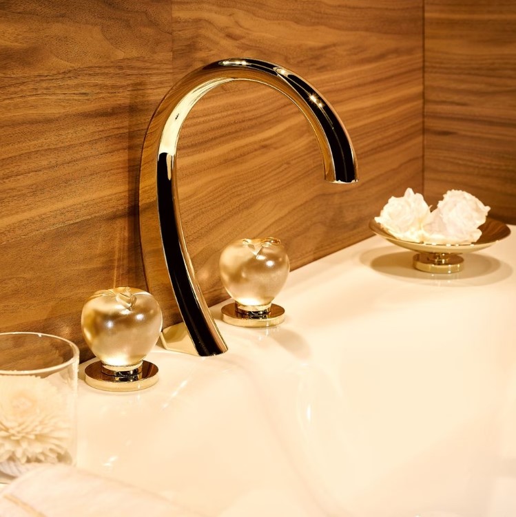 Смеситель для раковины THG Pomme cristal lustre or A46-F30-151 (золотой), с донным клапаном