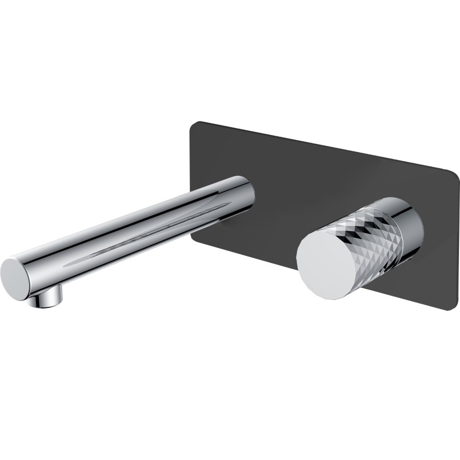 Смеситель для раковины встроенный Boheme Stick Diamond 125-BCR (хром, черный матовый), без донного клапана
