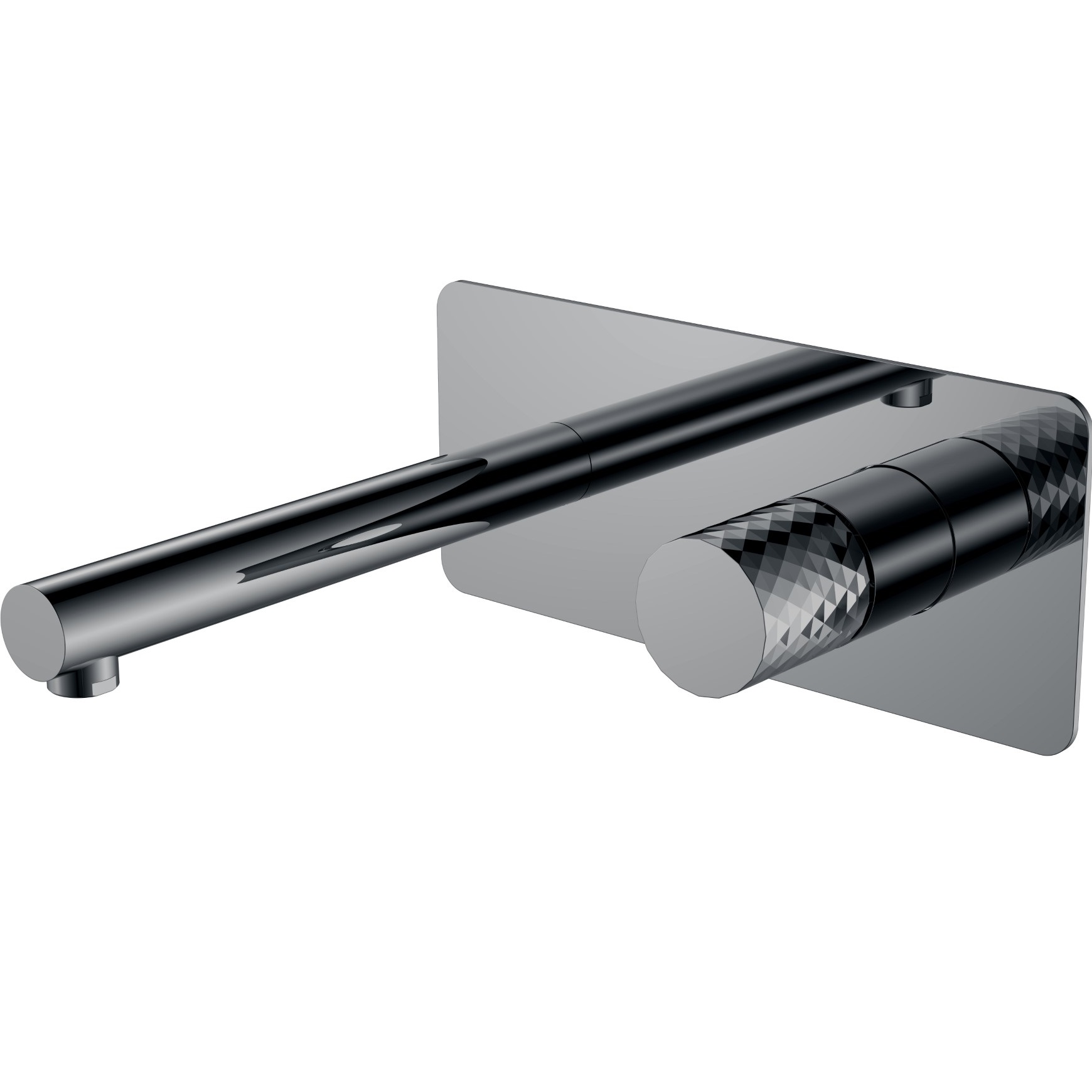 Смеситель для раковины встроенный Boheme Stick Diamond 125-SGM (оружейный металл глянцевый), без донного клапана