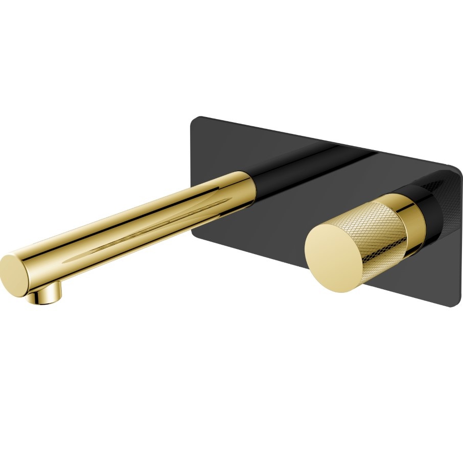 Смеситель для раковины встроенный Boheme Stick Touch 125-BG.2 (золотой, черный матовый), без донного клапана