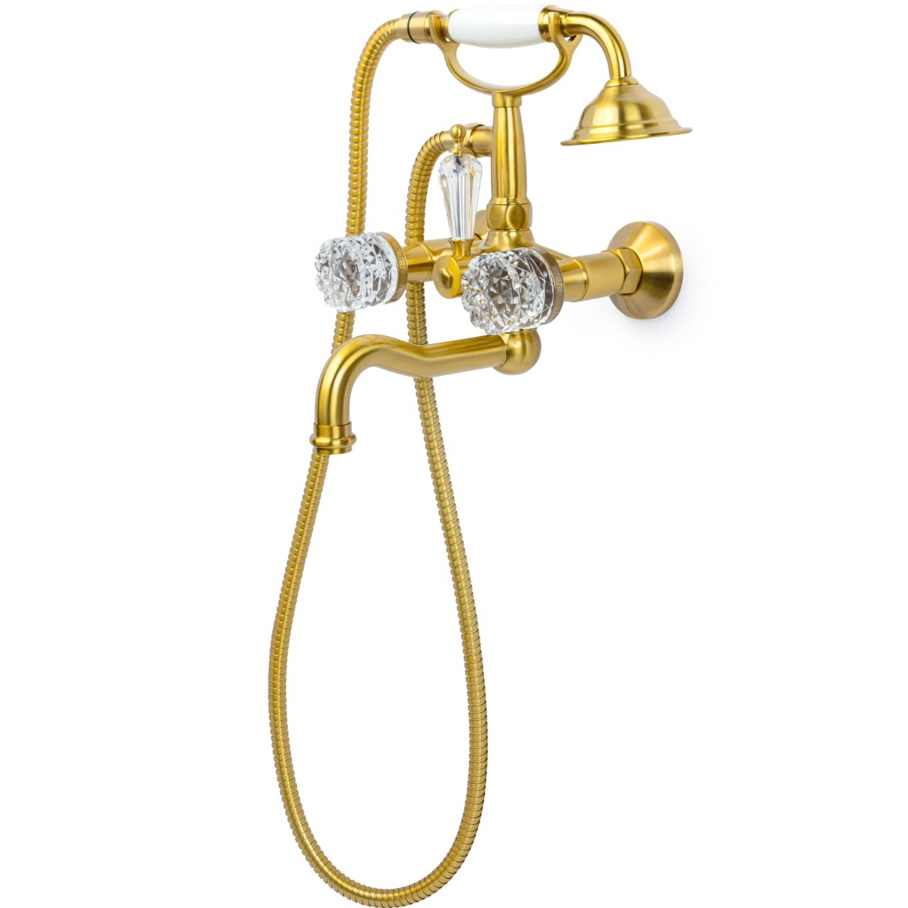 Смеситель для ванны Boheme Medici Presente Crystal 313-CRST (бронза матовая), с изливом
