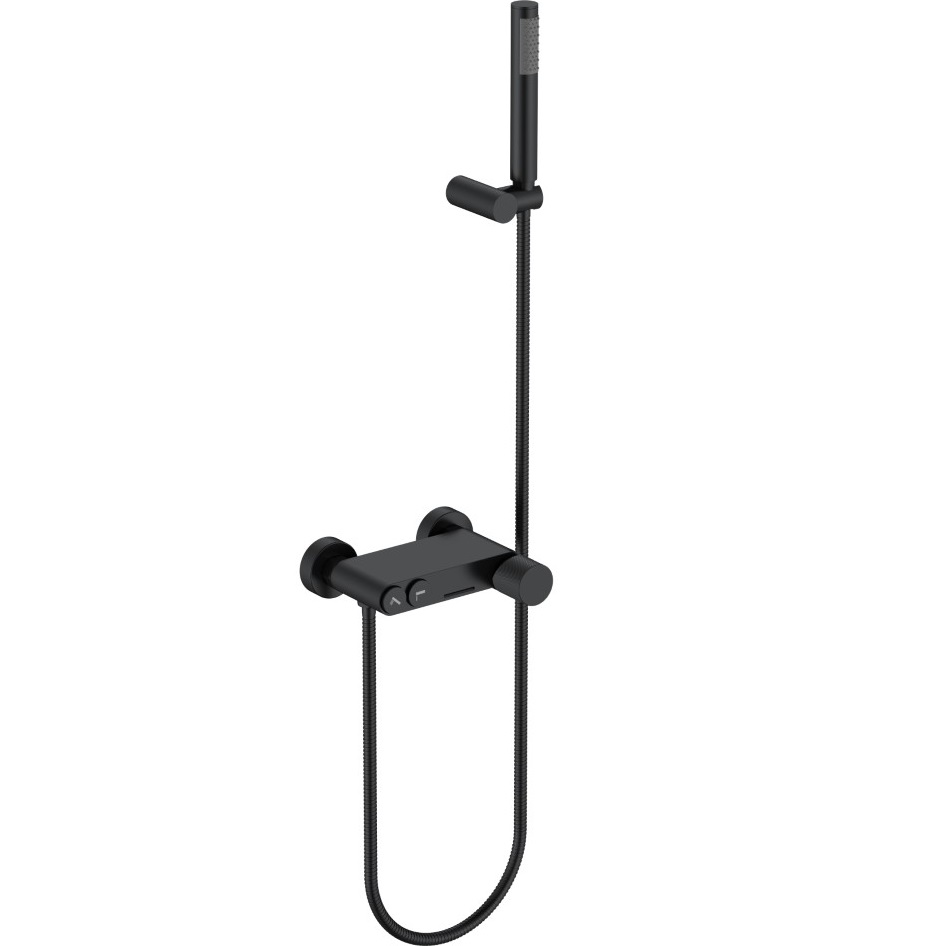 Смеситель для ванны Boheme Stick Spirale 123-BB.4 (черный матовый), с душевой лейкой