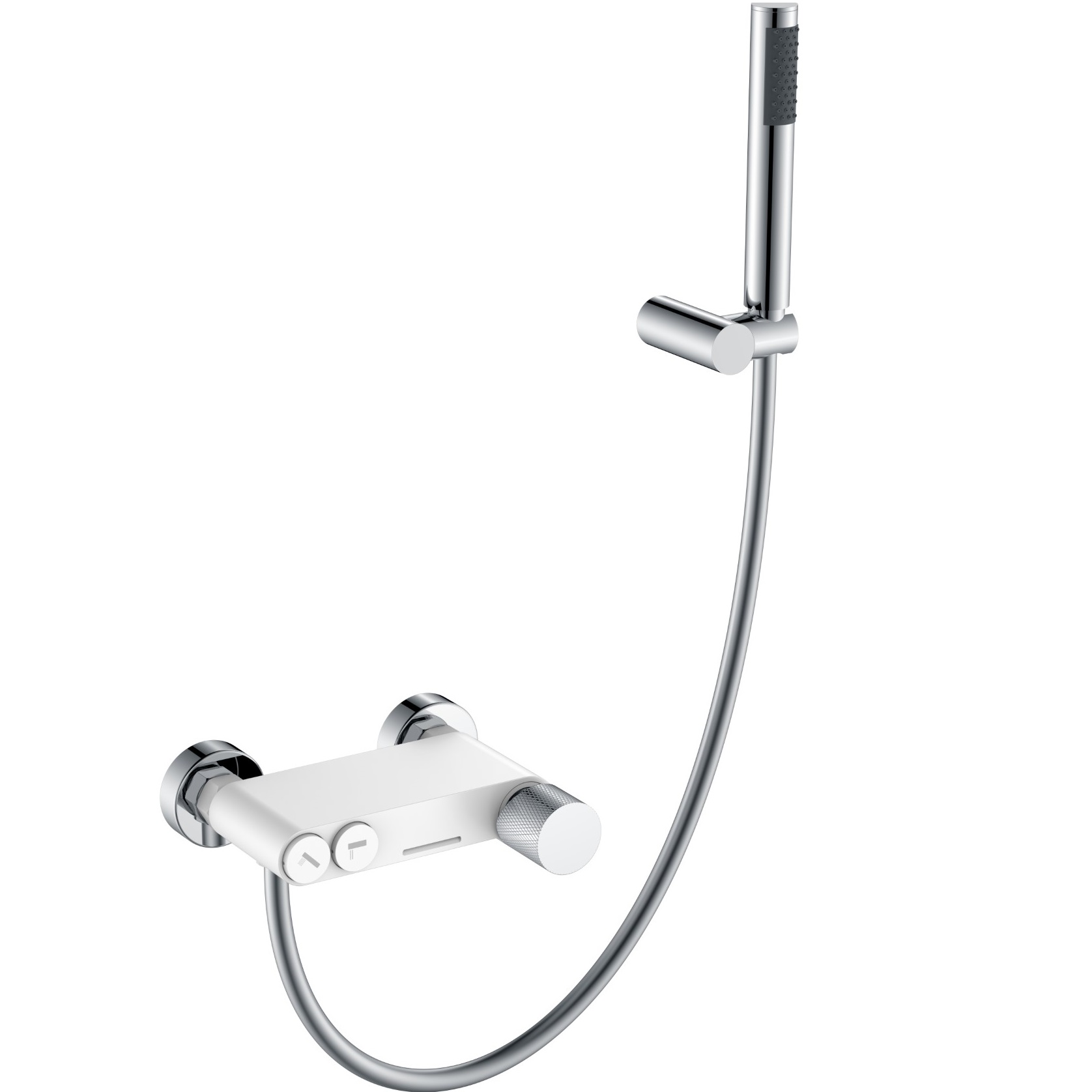 Смеситель для ванны Boheme Stick Touch 123-WCR.2 (хром, белый матовый), с душевой лейкой