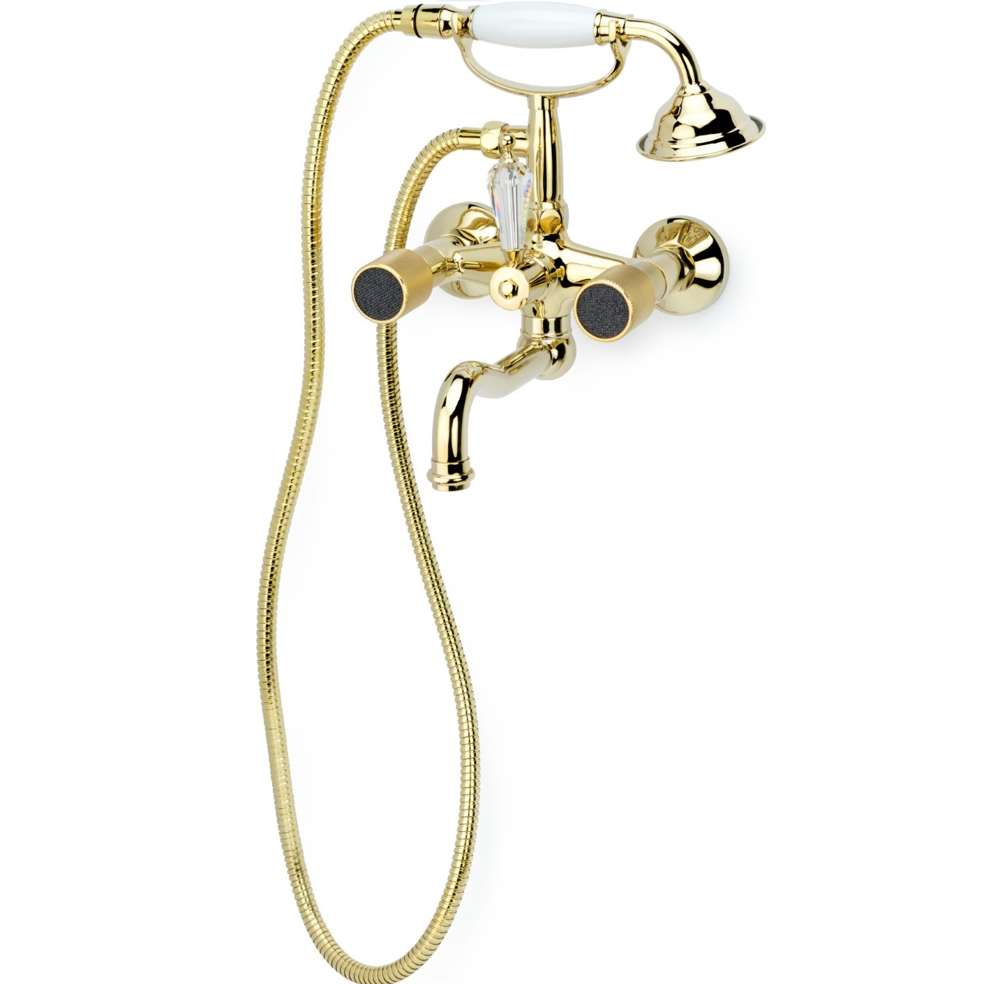 Смеситель для ванны Boheme Tradizionale Oro 293-Royal/CRST black (золотой, черный), с изливом