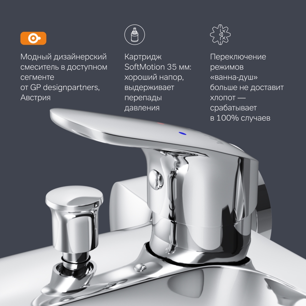 Смеситель для ванны и душа AM.PM Like F8010016