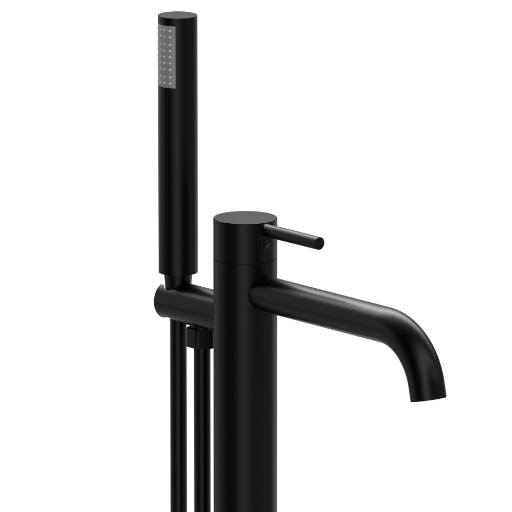 Смеситель для ванны и душа Raiber Graceful RPB-010 (черный матовый), напольный