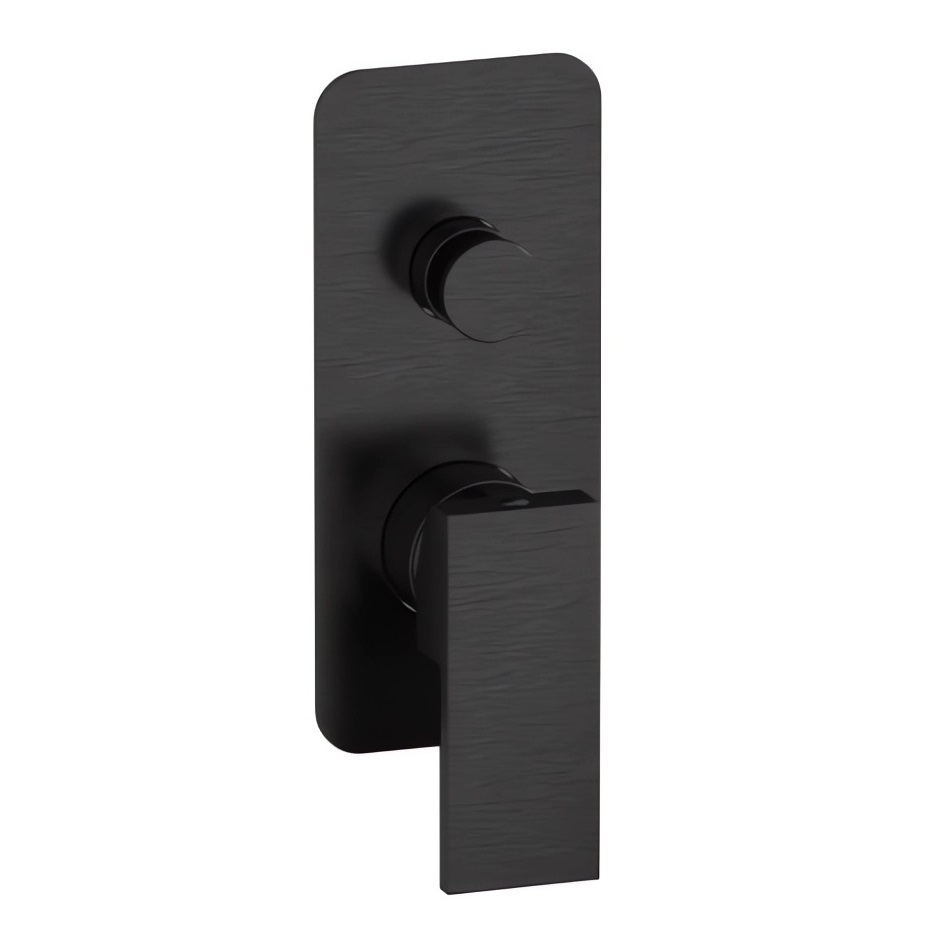 Смеситель для ванны и душа Remer Absolute Brushed Black Chrome AU09KBCFP (хром черный брашированный), скрытая часть приобретается отдельно