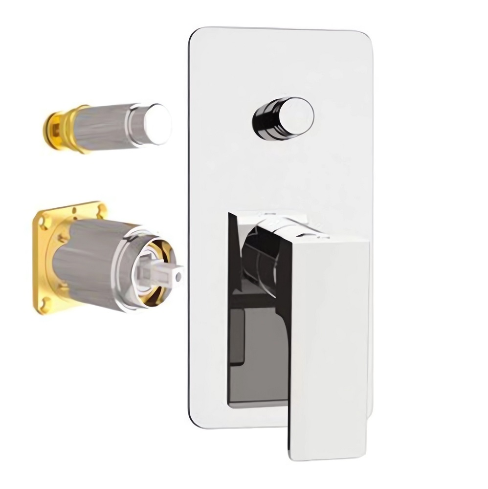 Смеситель для ванны и душа Remer Absolute Brushed Nickel AU09KBNP (никель брашированный глянц.), скрытая часть приобретается отдельно