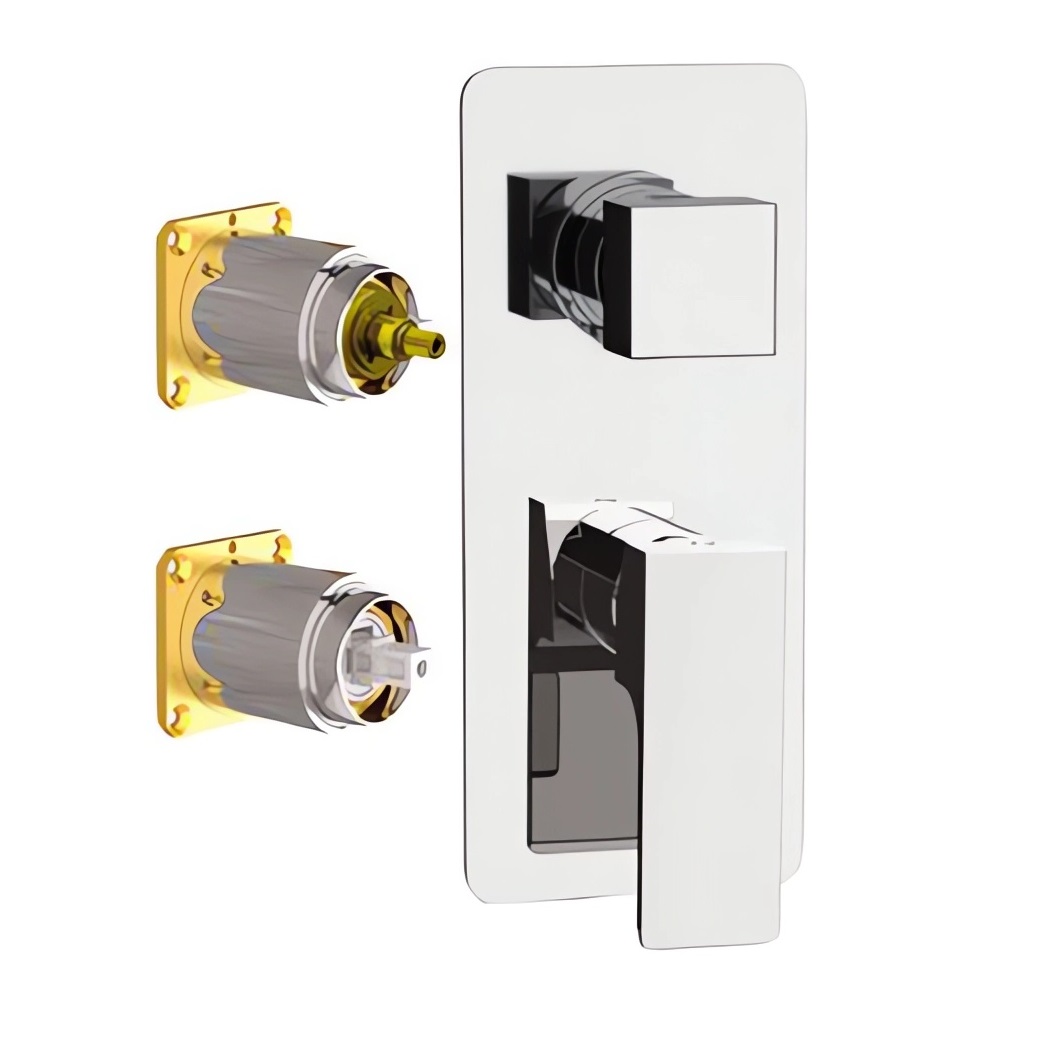 Смеситель для ванны и душа Remer Absolute Brushed Nickel AU93KBNP (никель брашированный глянц.), 3 потока, скрытая часть приобретается отдельно