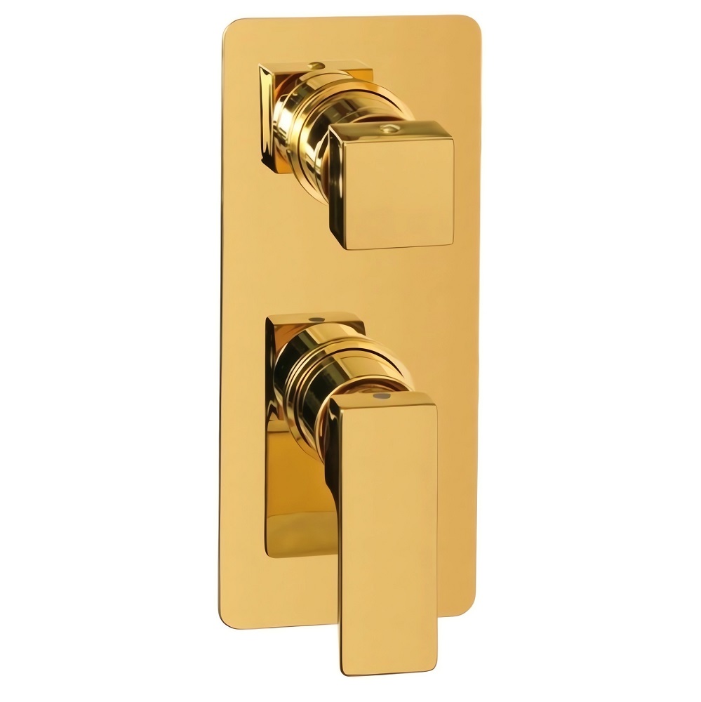 Смеситель для ванны и душа Remer Absolute Shiny Gold AU93KBDO (золото глянцевое), 3 потока, скрытая часть приобретается отдельно