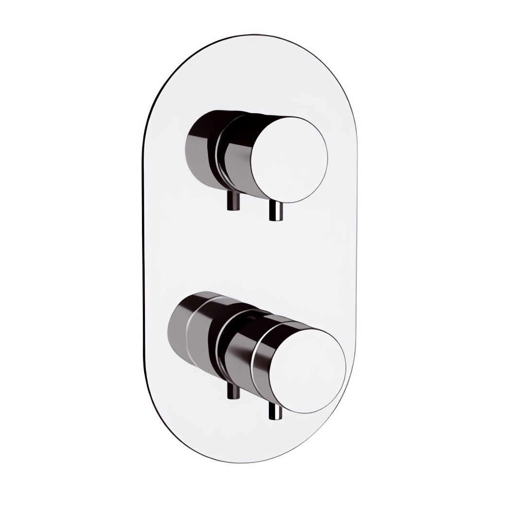 Смеситель для ванны и душа Remer Minimal Thermo NT92 (хром), 2 потока, скрытая часть в комплекте, с термостатом