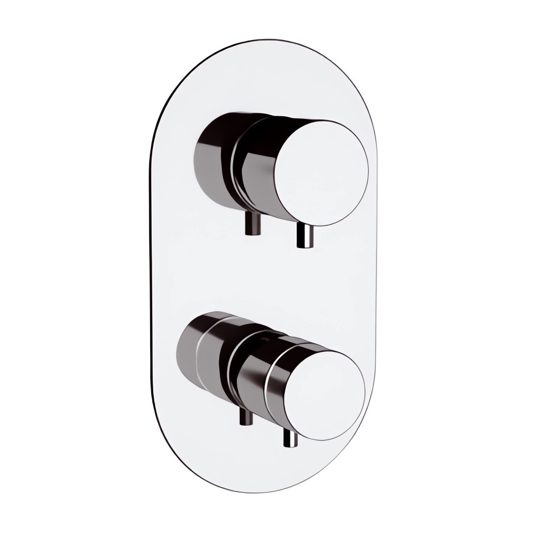 Смеситель для ванны и душа Remer Minimal Thermo NT93 (хром), 3 потока, скрытая часть в комплекте, с термостатом