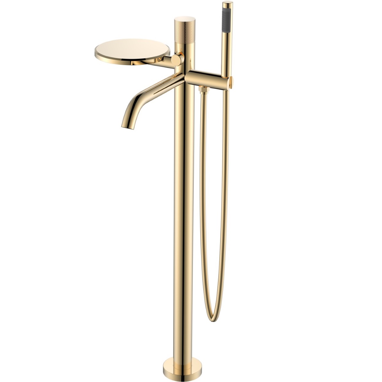 Смеситель для ванны напольный Boheme Stick Touch 129-GG.2 (золотой), с полкой