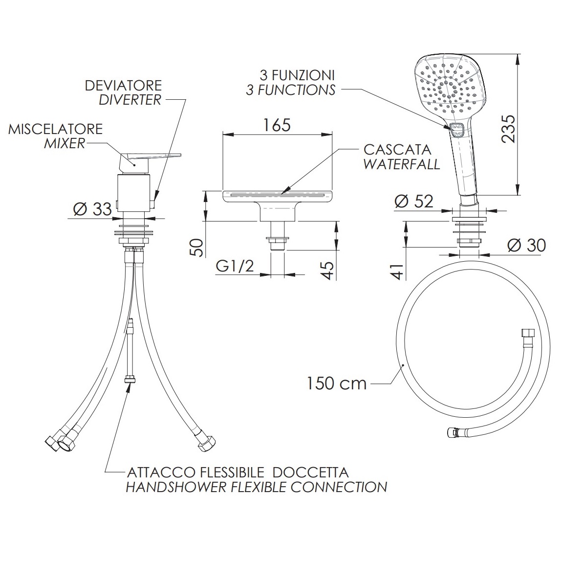 Смеситель для ванны Remer Dream D07UF (хром), на борт ванны